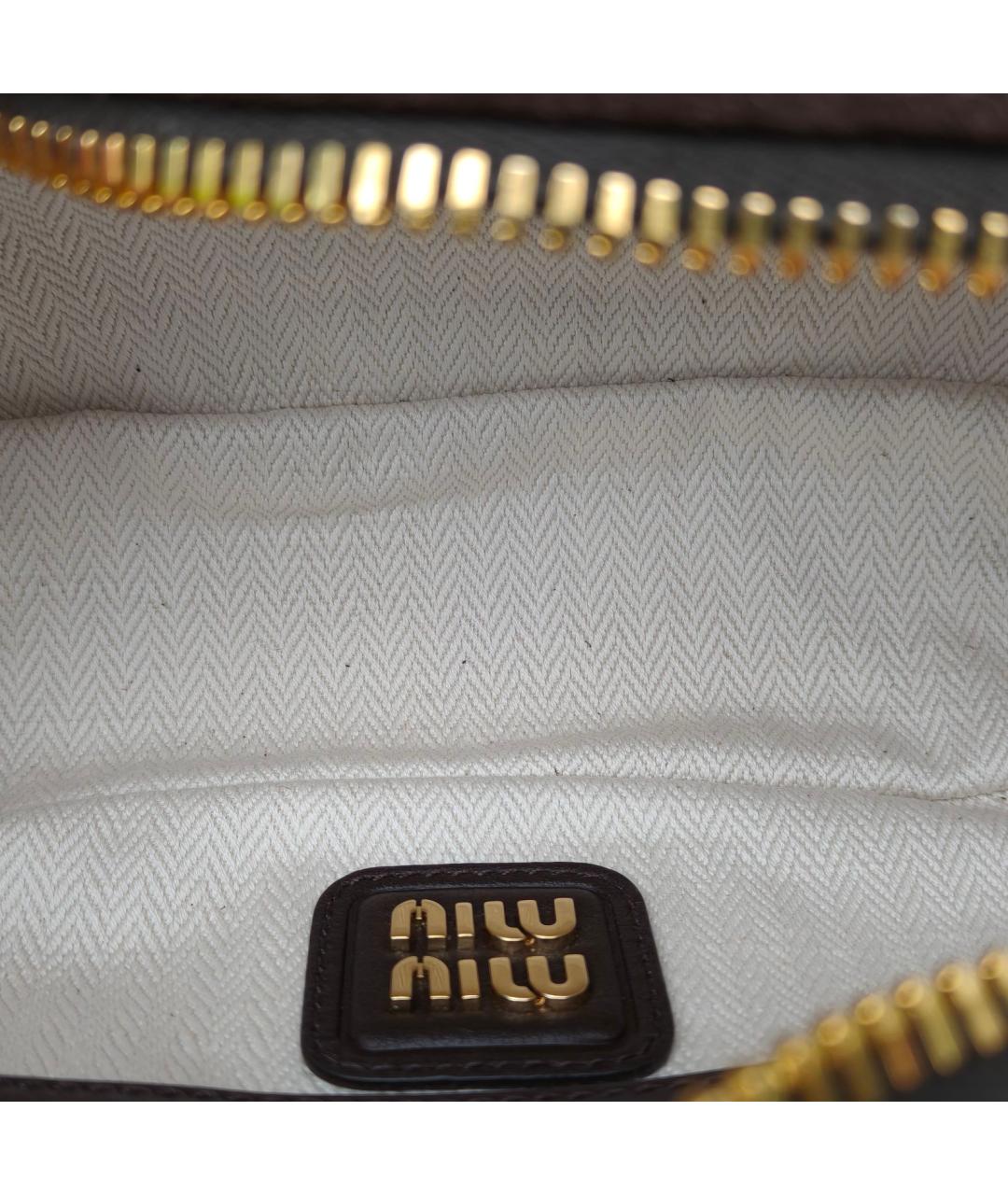 MIU MIU Коричневая замшевая сумка с короткими ручками, фото 6