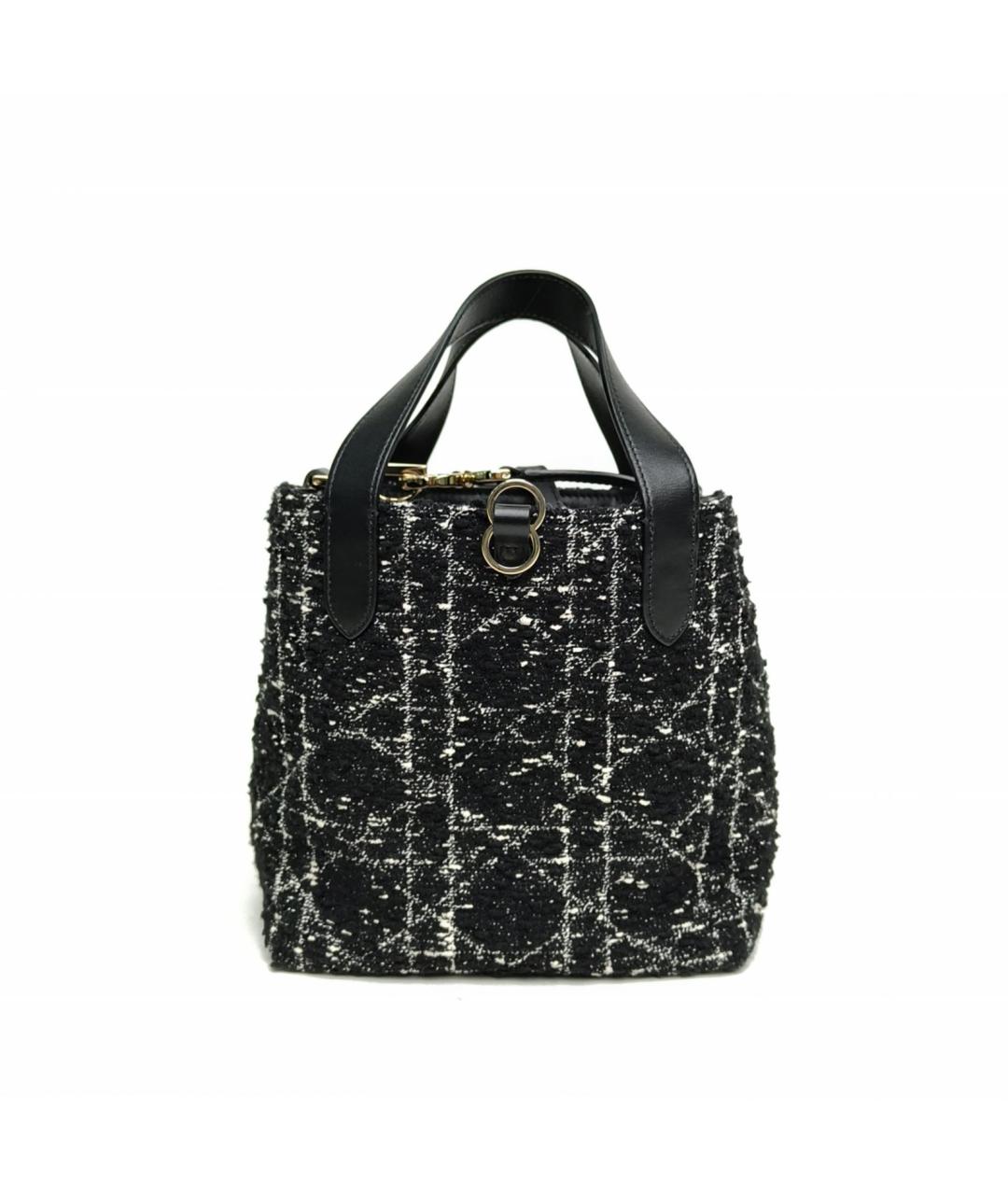 CHRISTIAN DIOR Черная твидовая сумка с короткими ручками, фото 4