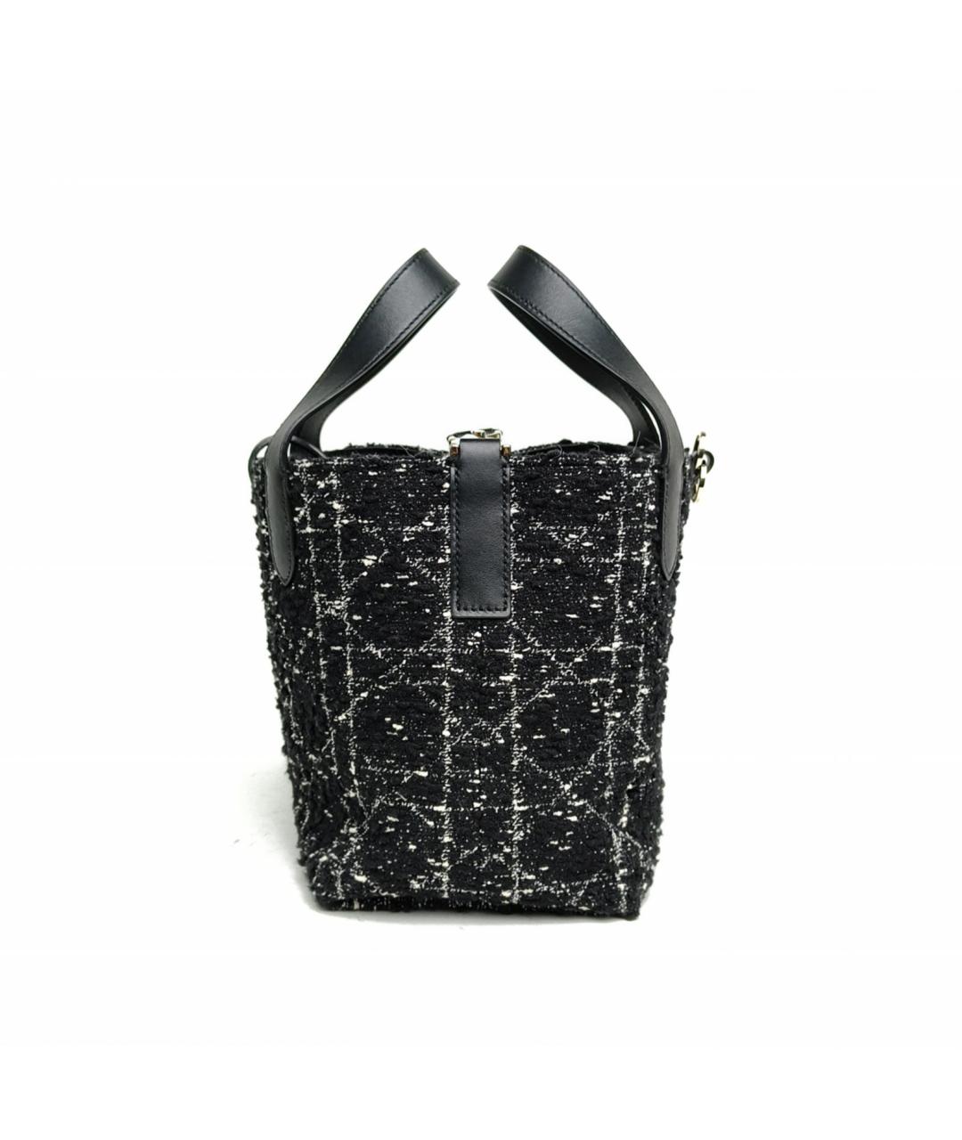CHRISTIAN DIOR Черная твидовая сумка с короткими ручками, фото 3