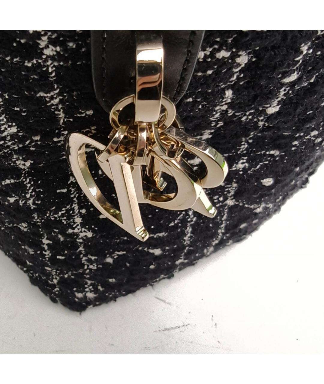 CHRISTIAN DIOR Черная твидовая сумка с короткими ручками, фото 7