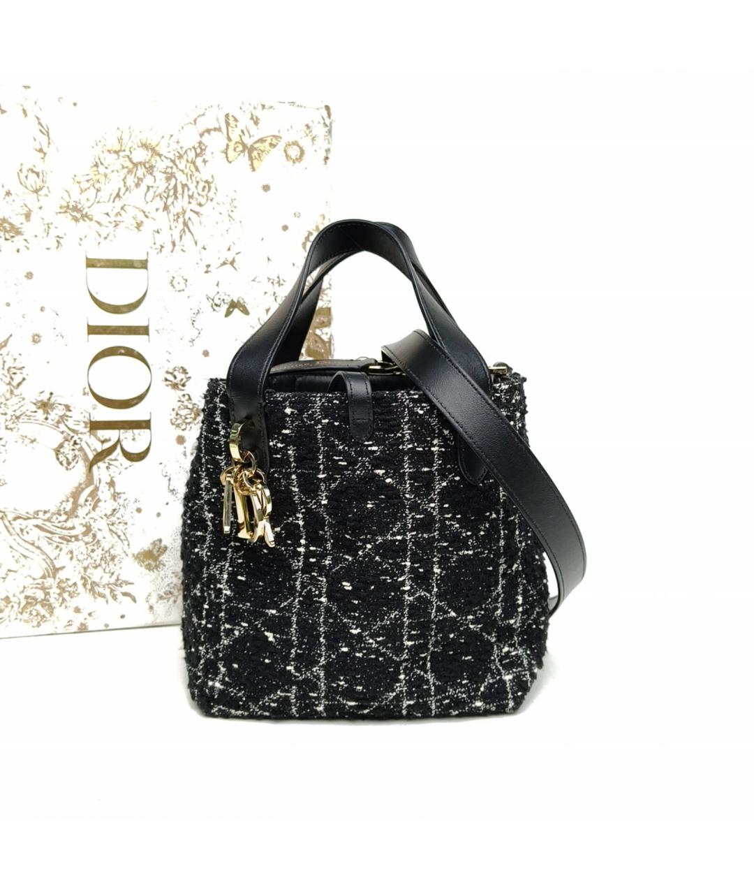 CHRISTIAN DIOR Черная твидовая сумка с короткими ручками, фото 9