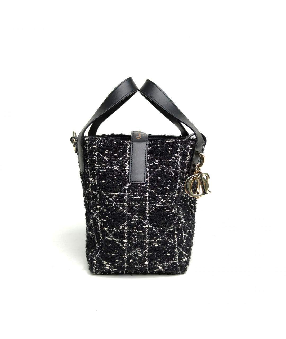 CHRISTIAN DIOR Черная твидовая сумка с короткими ручками, фото 5