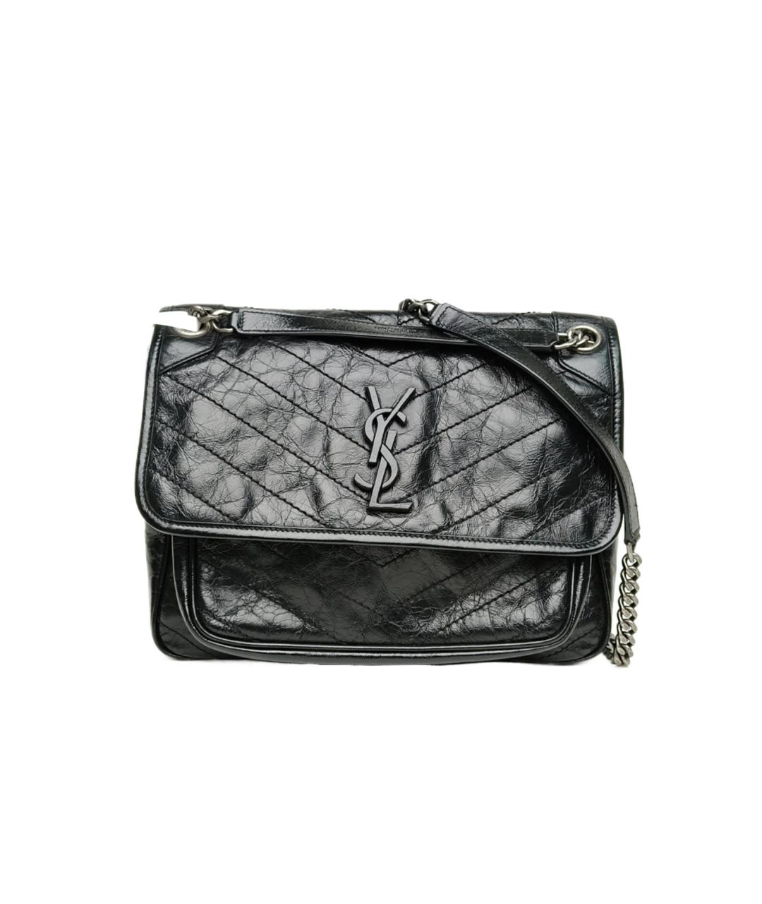 SAINT LAURENT Черная кожаная сумка через плечо, фото 1
