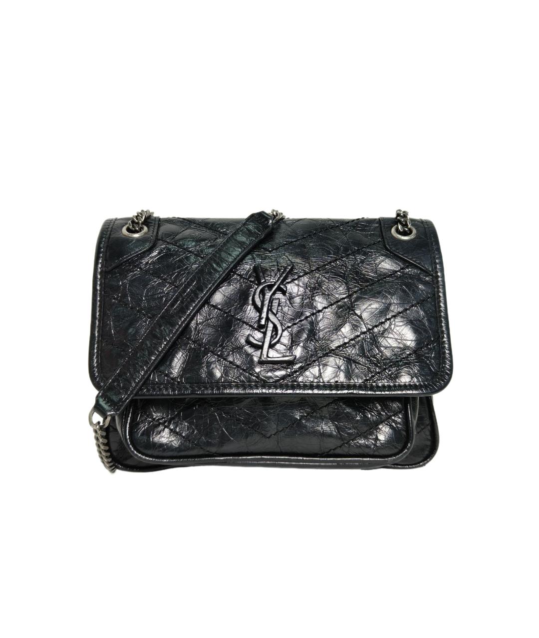 SAINT LAURENT Черная кожаная сумка через плечо, фото 9