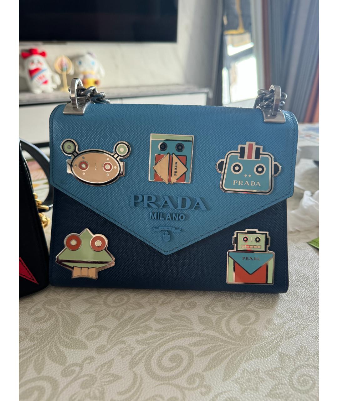 PRADA Синяя кожаная сумка через плечо, фото 9