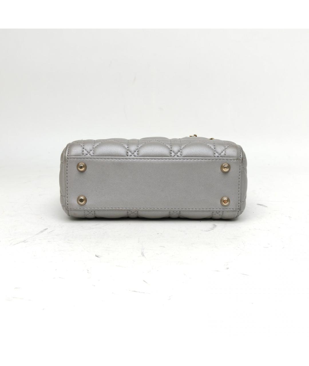CHRISTIAN DIOR Серая кожаная сумка с короткими ручками, фото 6