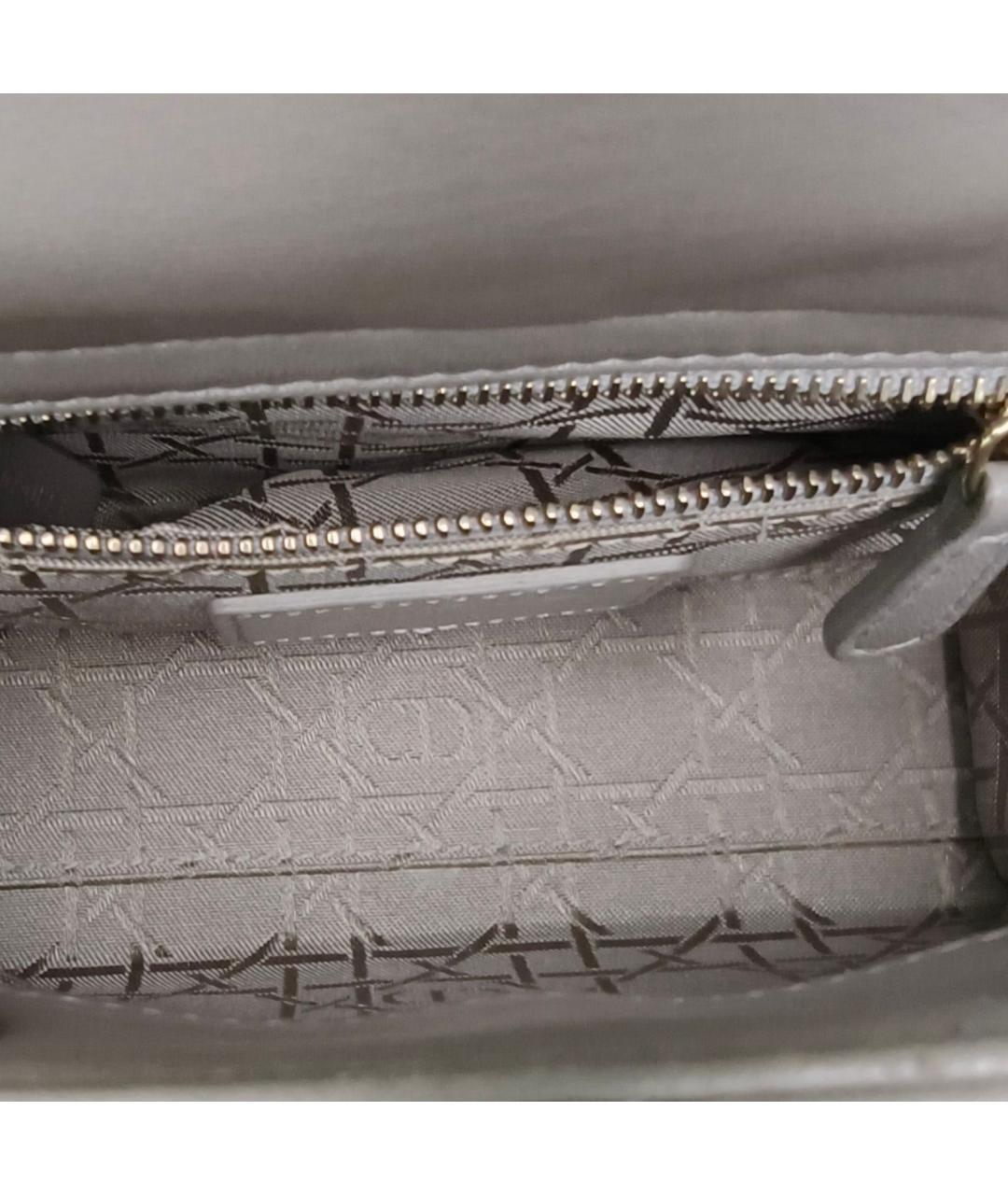 CHRISTIAN DIOR Серая кожаная сумка с короткими ручками, фото 8
