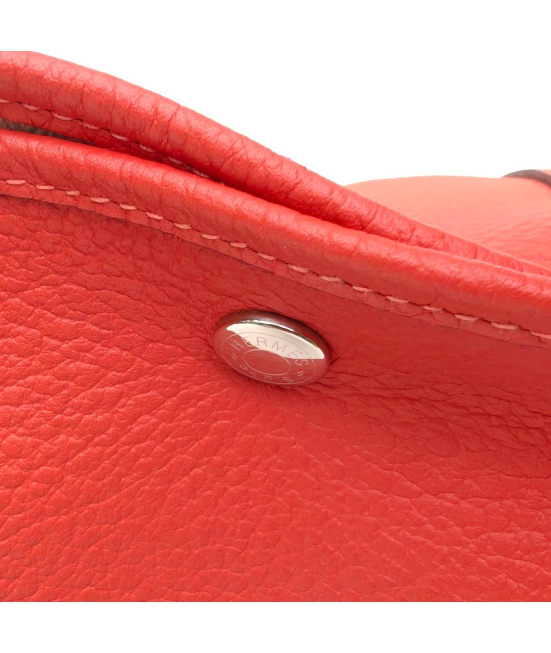 HERMES Коралловая кожаная сумка тоут, фото 7