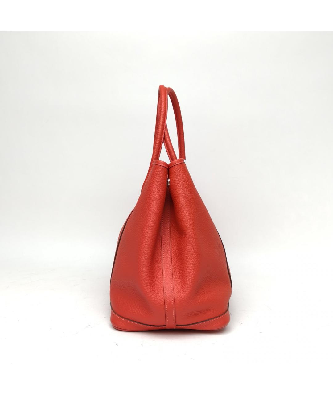 HERMES Коралловая кожаная сумка тоут, фото 5