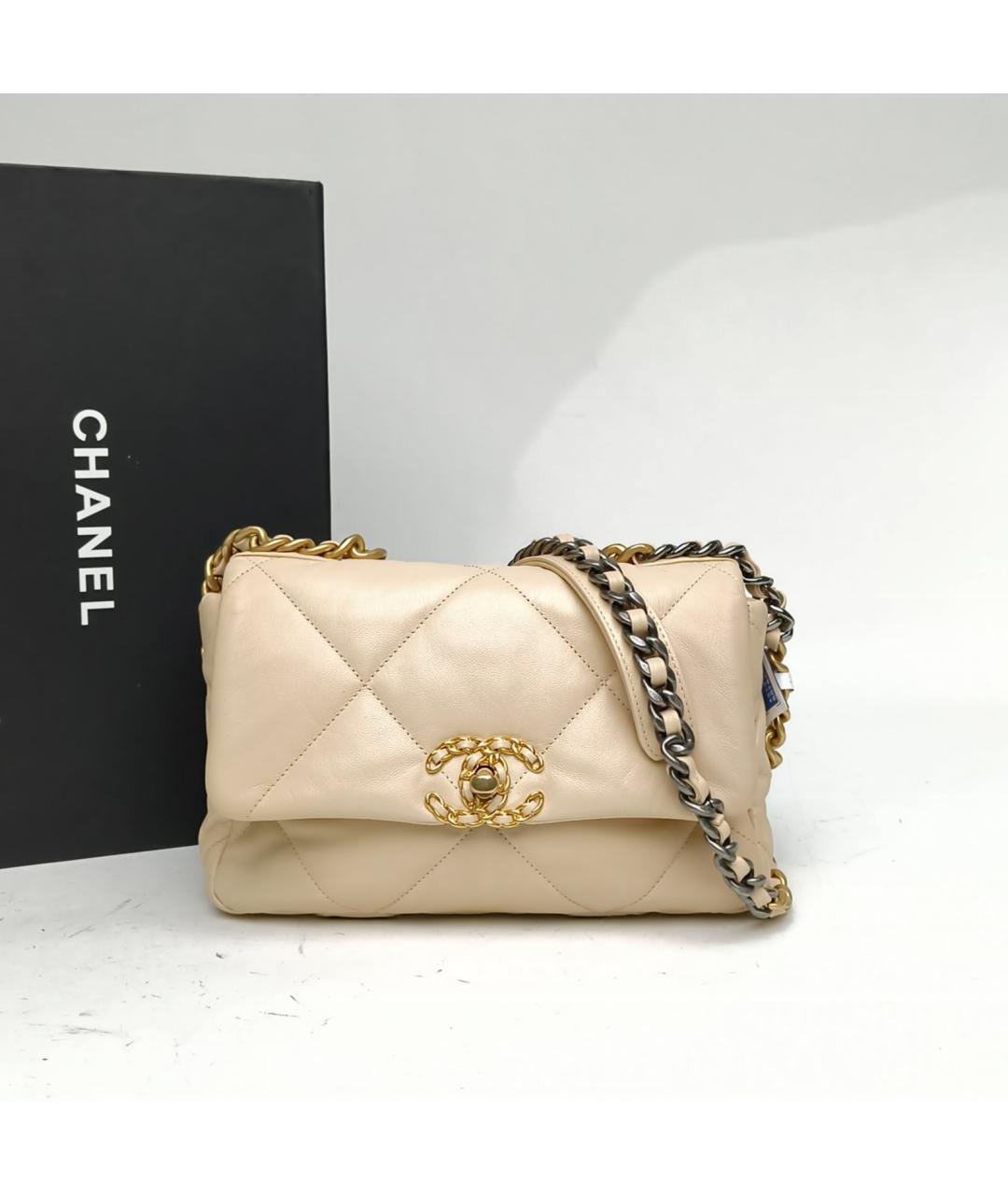 CHANEL Бежевая кожаная сумка через плечо, фото 9