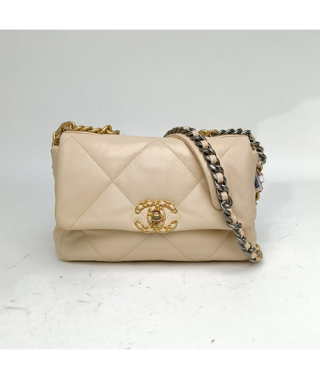 CHANEL Бежевая кожаная сумка через плечо, фото 2