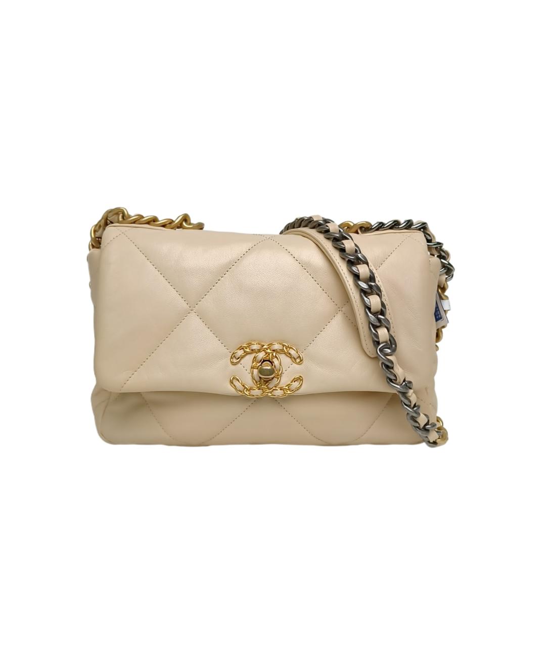 CHANEL Бежевая кожаная сумка через плечо, фото 1