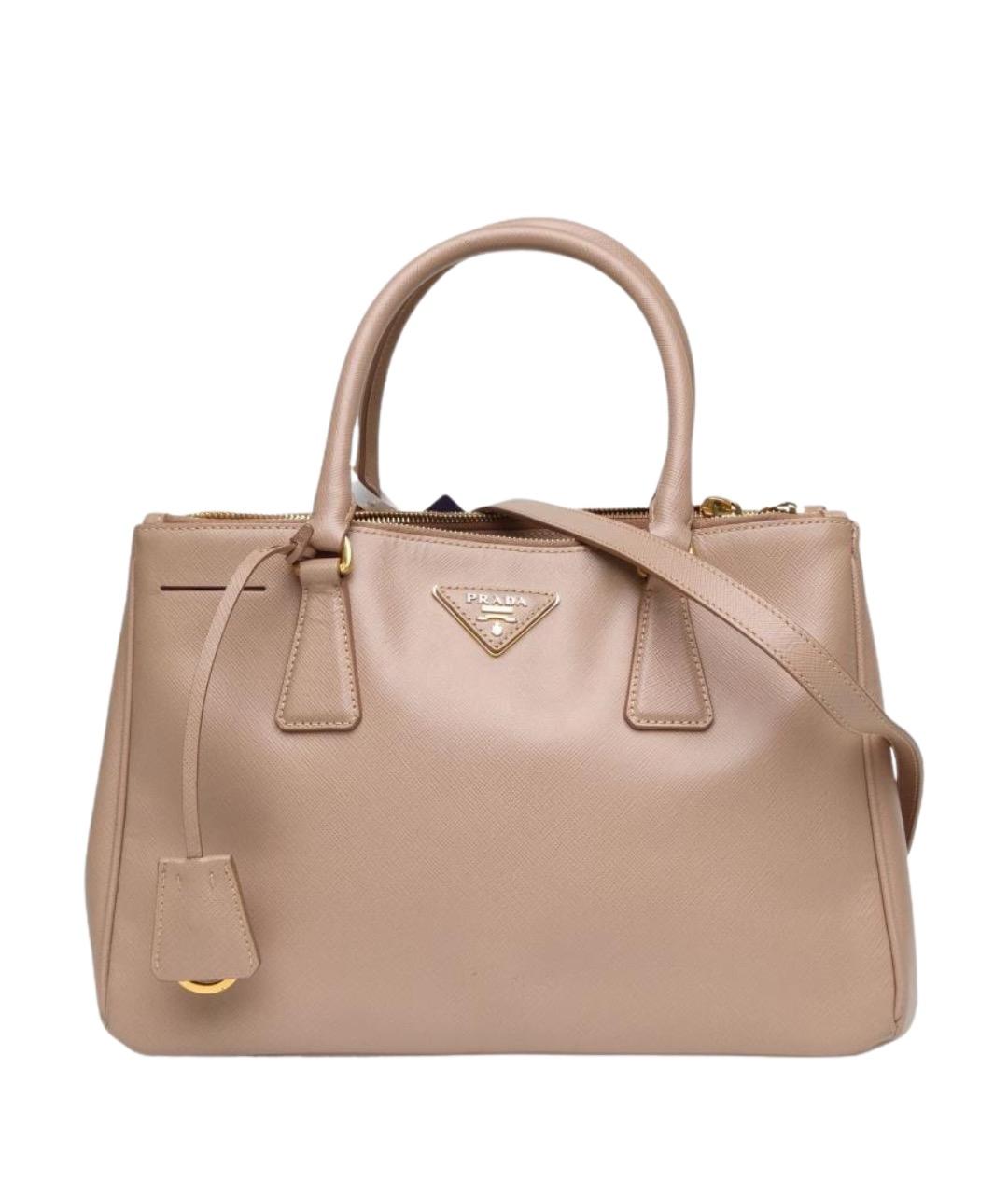 PRADA Бежевая кожаная сумка с короткими ручками, фото 1