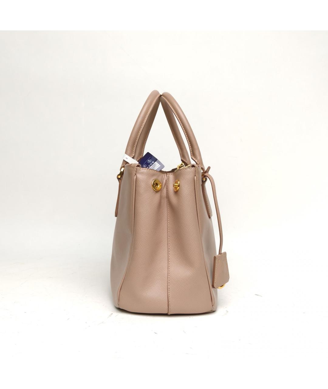 PRADA Бежевая кожаная сумка с короткими ручками, фото 5