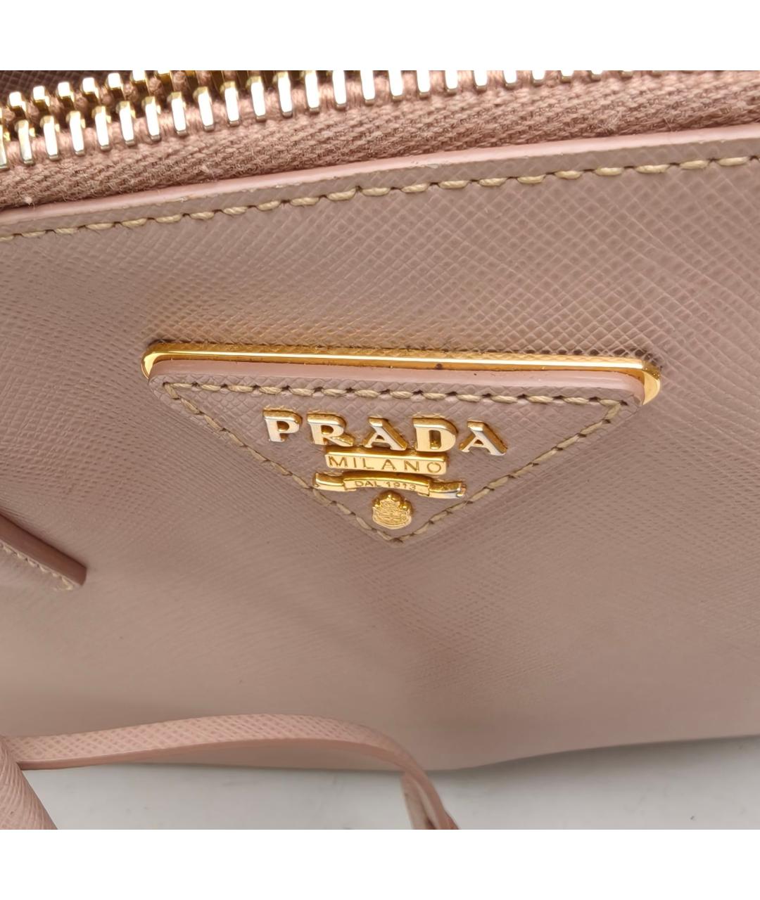 PRADA Бежевая кожаная сумка с короткими ручками, фото 7