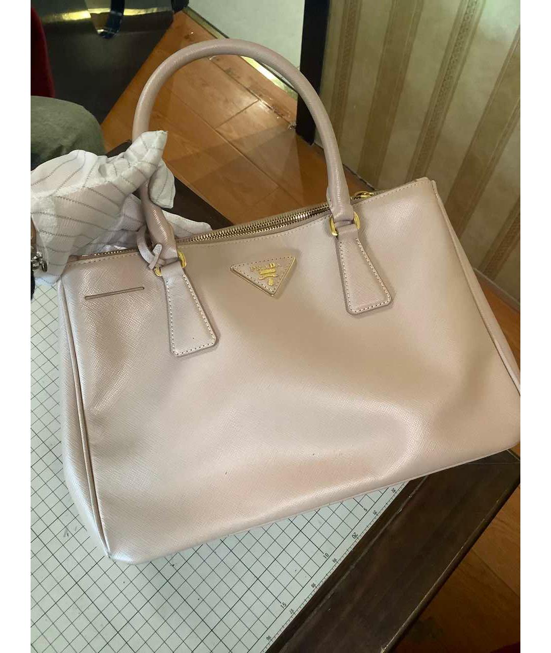 PRADA Бежевая кожаная сумка с короткими ручками, фото 9