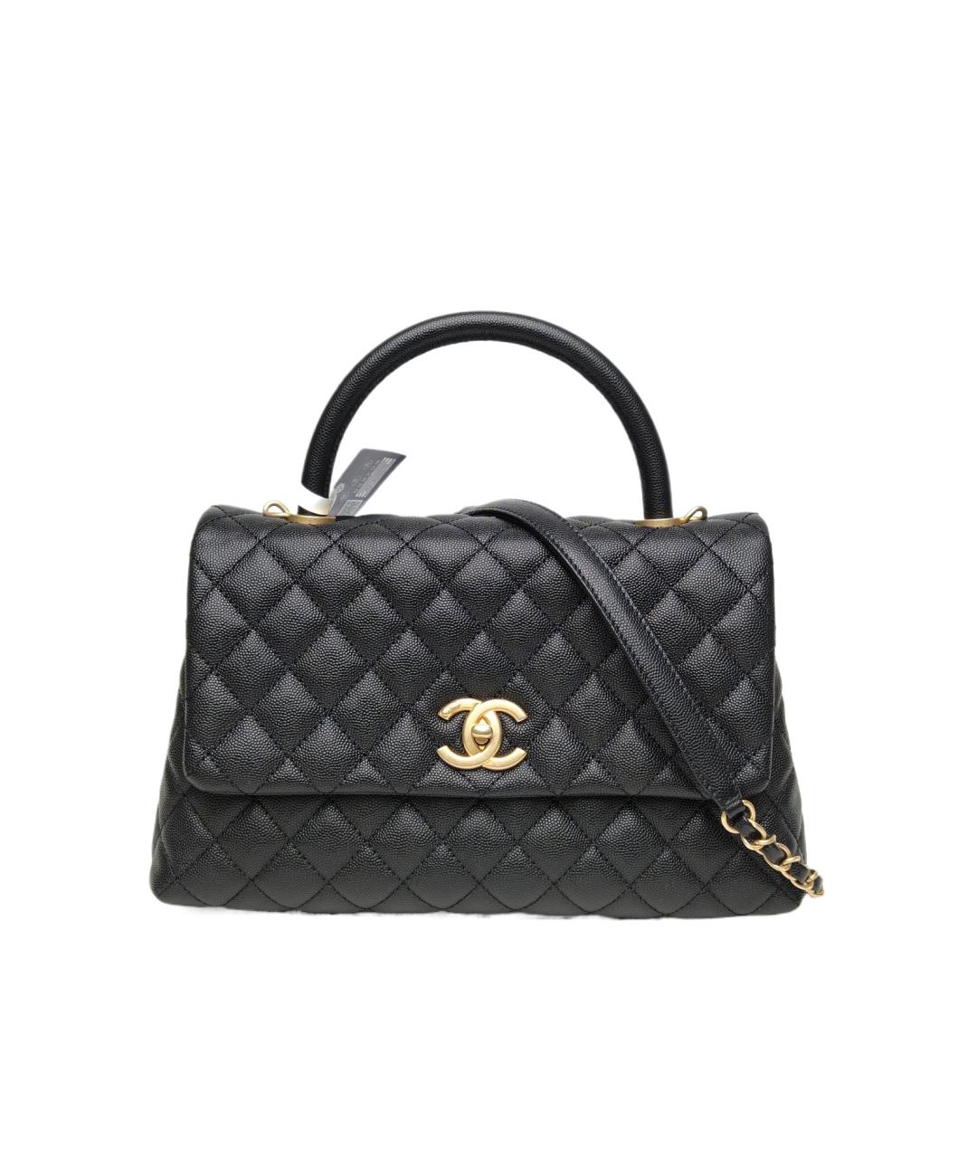 CHANEL Черная кожаная сумка с короткими ручками, фото 7