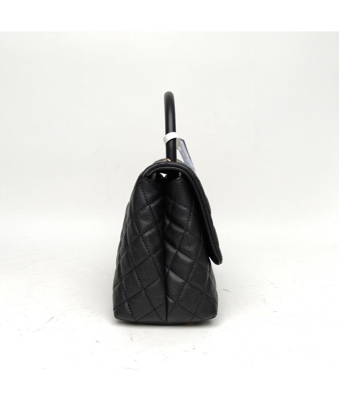 CHANEL Черная кожаная сумка с короткими ручками, фото 3