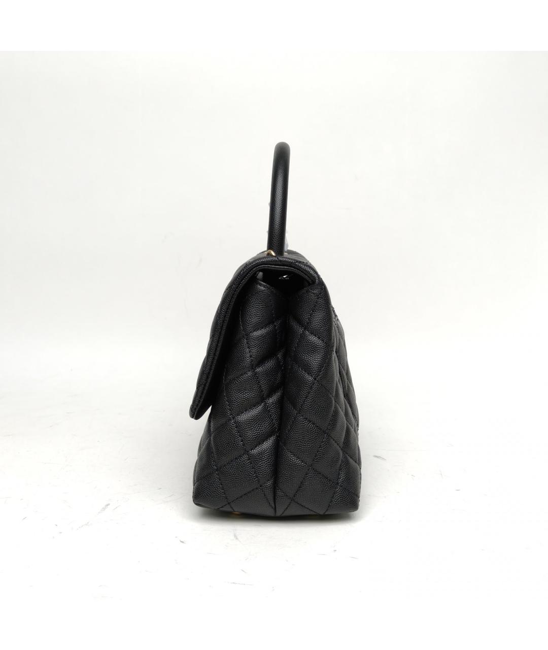 CHANEL Черная кожаная сумка с короткими ручками, фото 2