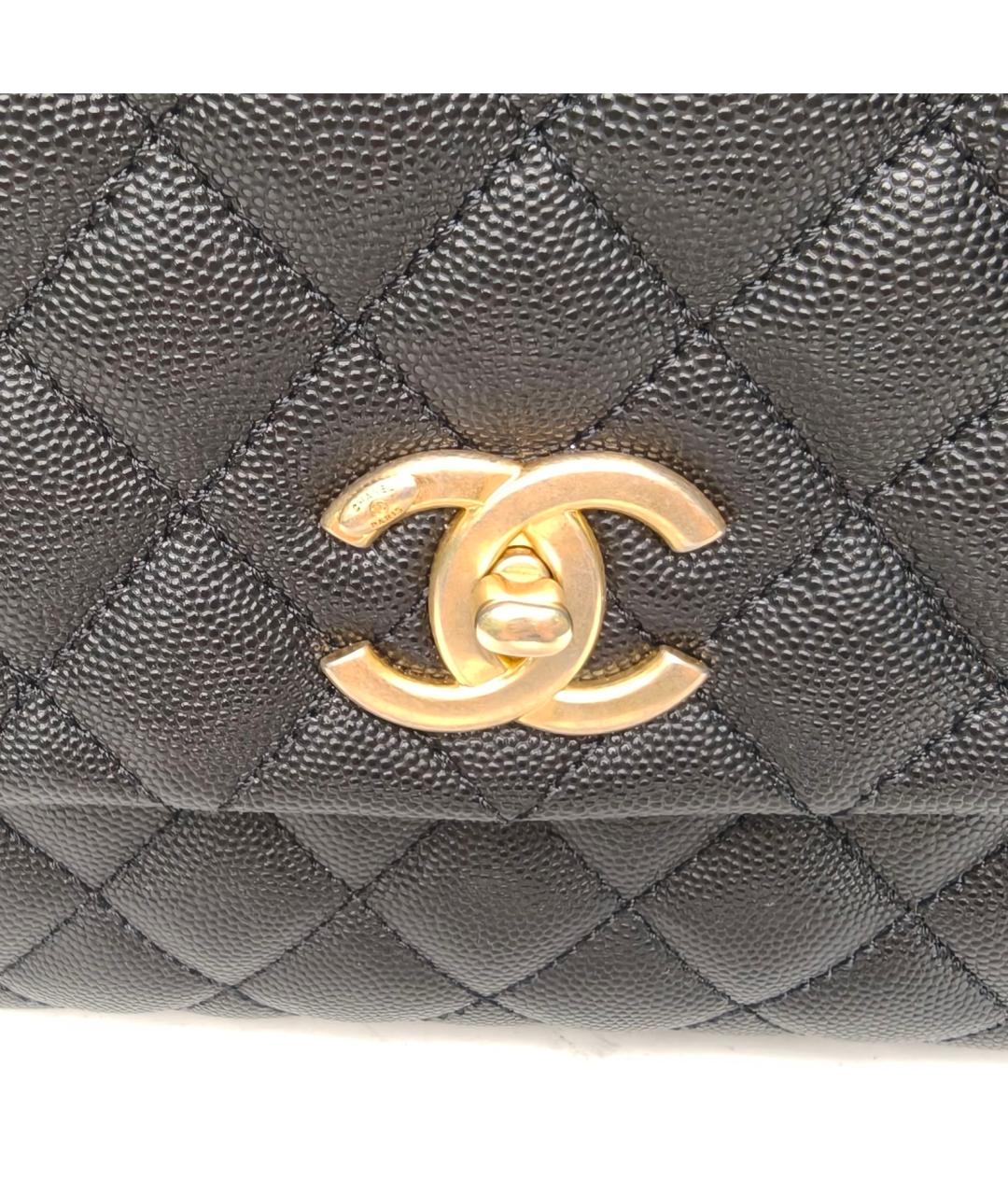 CHANEL Черная кожаная сумка с короткими ручками, фото 5