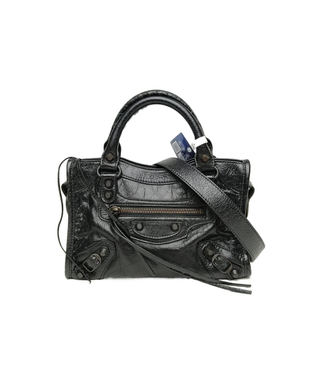 BALENCIAGA Черная кожаная сумка с короткими ручками, фото 1