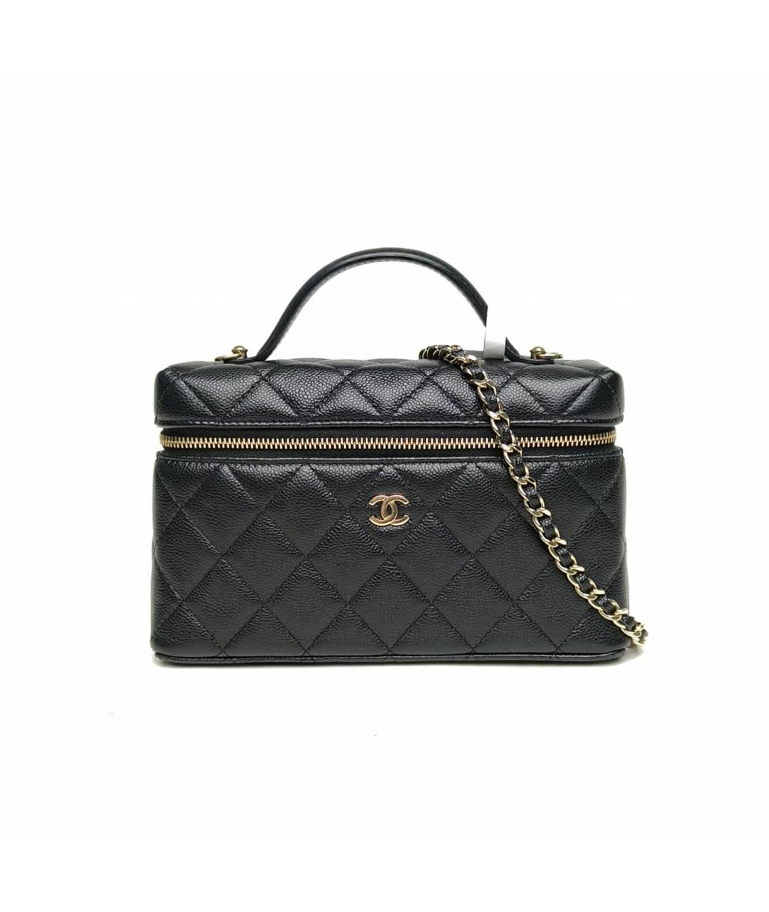 CHANEL Черная кожаная сумка с короткими ручками, фото 2