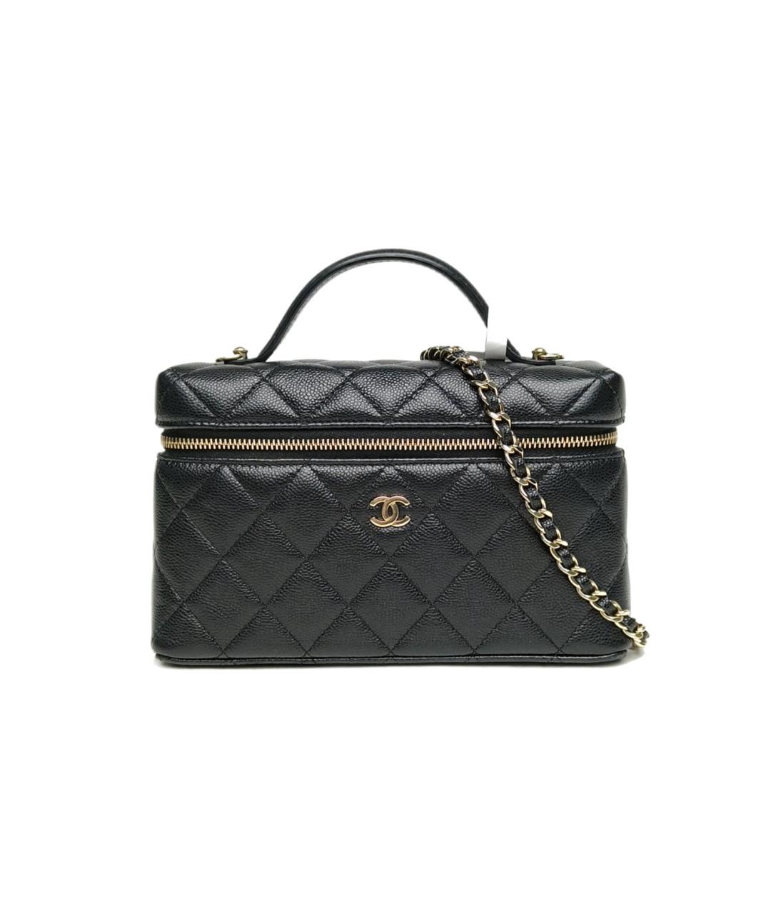 CHANEL Черная кожаная сумка с короткими ручками, фото 1