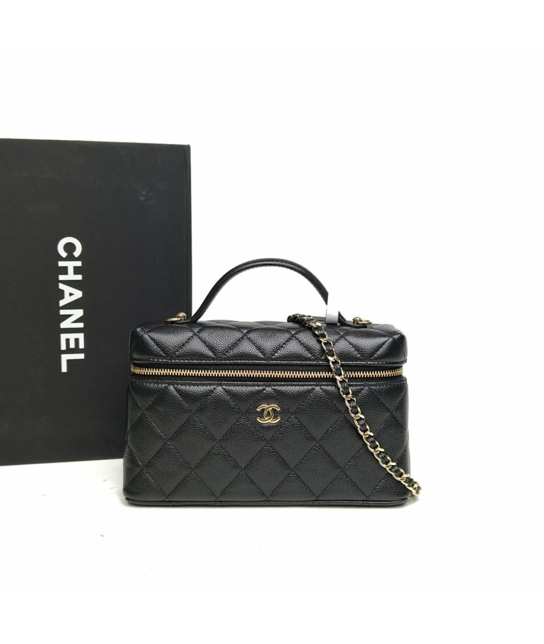 CHANEL Черная кожаная сумка с короткими ручками, фото 9