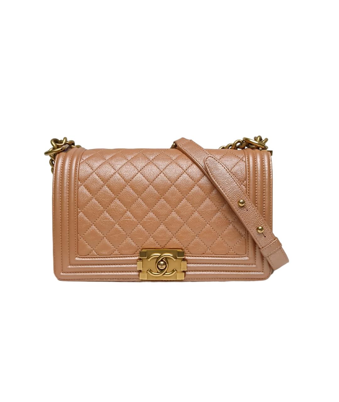 CHANEL Бежевая кожаная сумка через плечо, фото 10