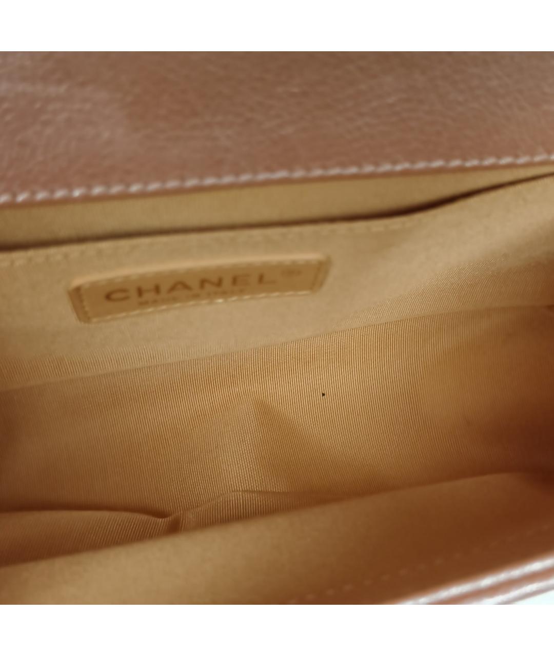 CHANEL Бежевая кожаная сумка через плечо, фото 7
