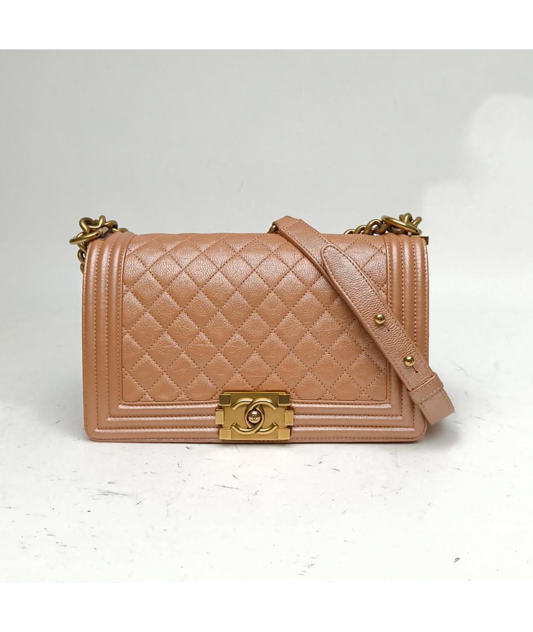 CHANEL Бежевая кожаная сумка через плечо, фото 2