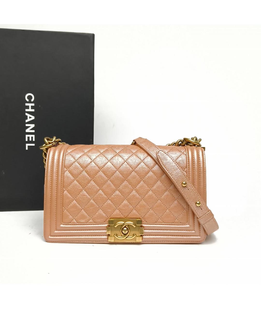 CHANEL Бежевая кожаная сумка через плечо, фото 9