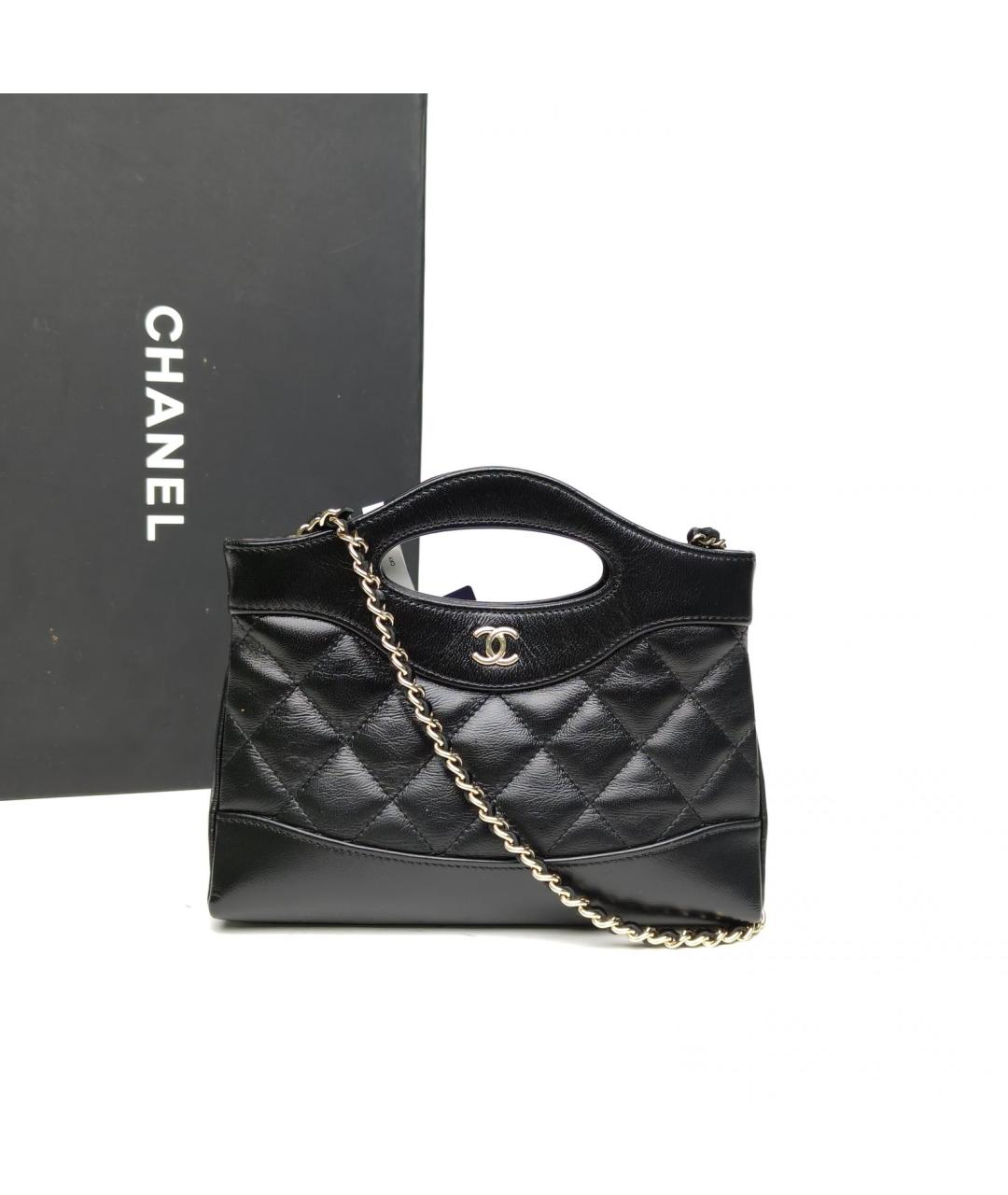 CHANEL Черная кожаная сумка с короткими ручками, фото 9