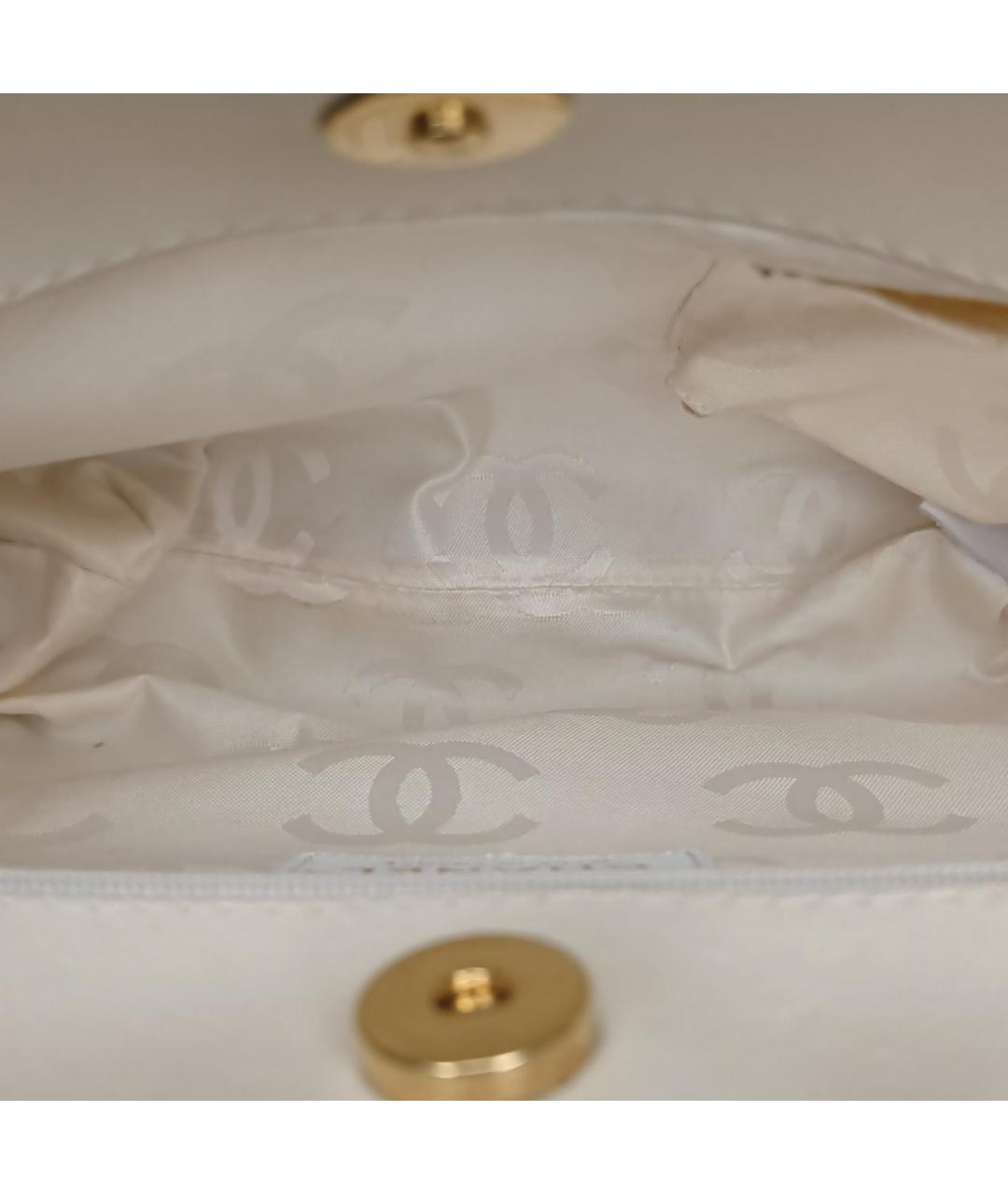 CHANEL Белая кожаная сумка с короткими ручками, фото 8