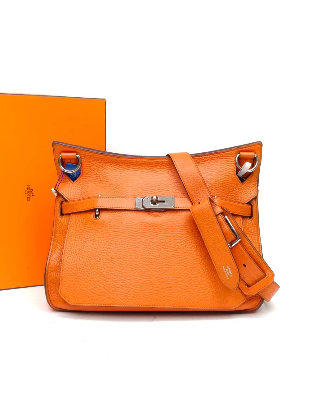 HERMES Оранжевая кожаная сумка через плечо, фото 9