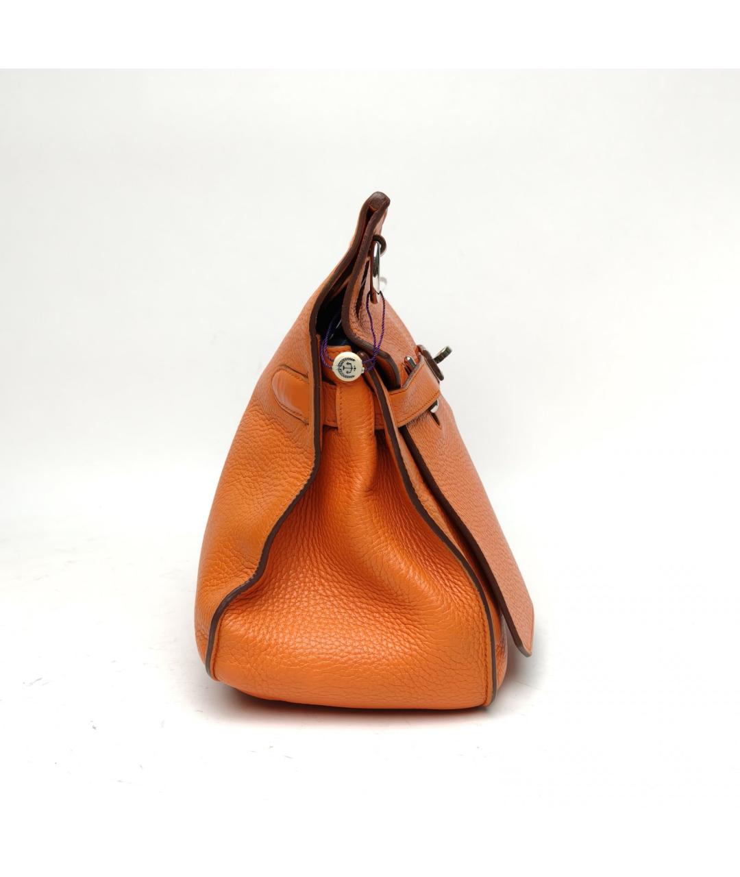 HERMES Оранжевая кожаная сумка через плечо, фото 5