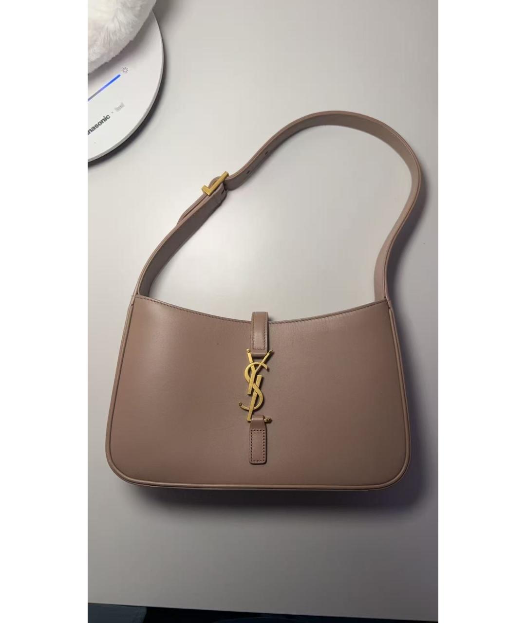SAINT LAURENT Бежевая кожаная сумка через плечо, фото 9