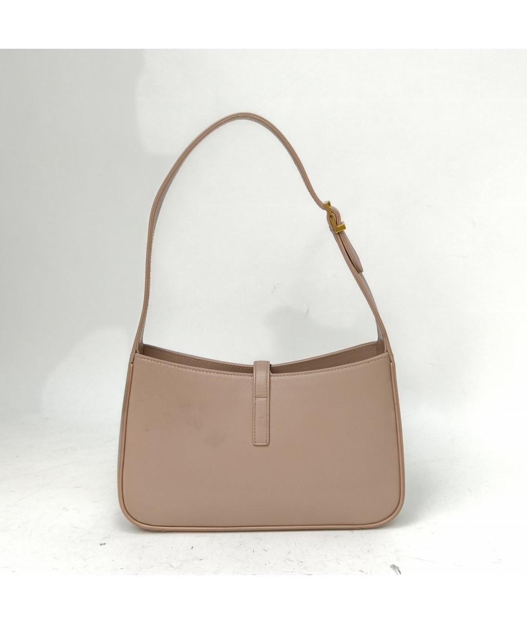 SAINT LAURENT Бежевая кожаная сумка через плечо, фото 4