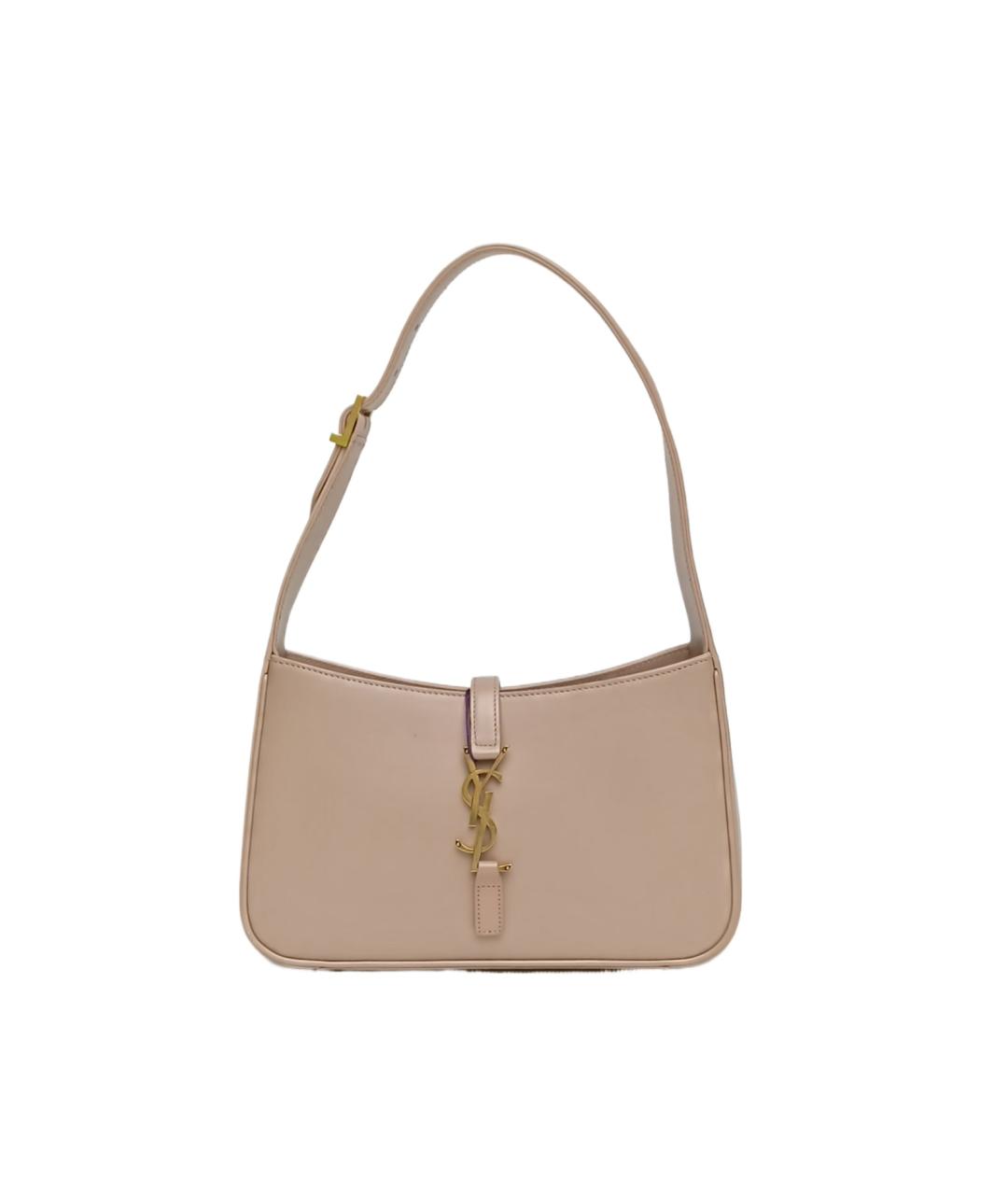 SAINT LAURENT Бежевая кожаная сумка через плечо, фото 10