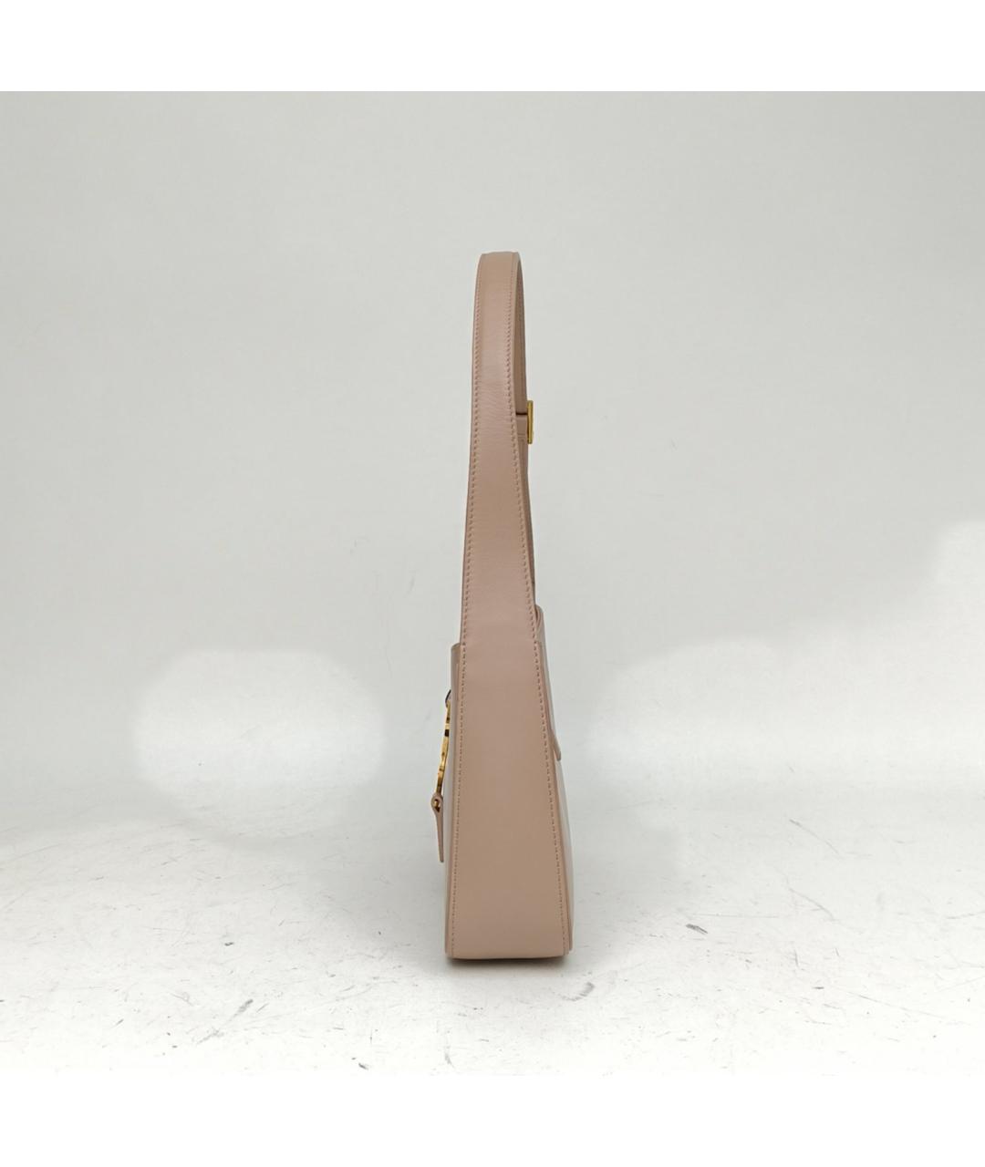 SAINT LAURENT Бежевая кожаная сумка через плечо, фото 3
