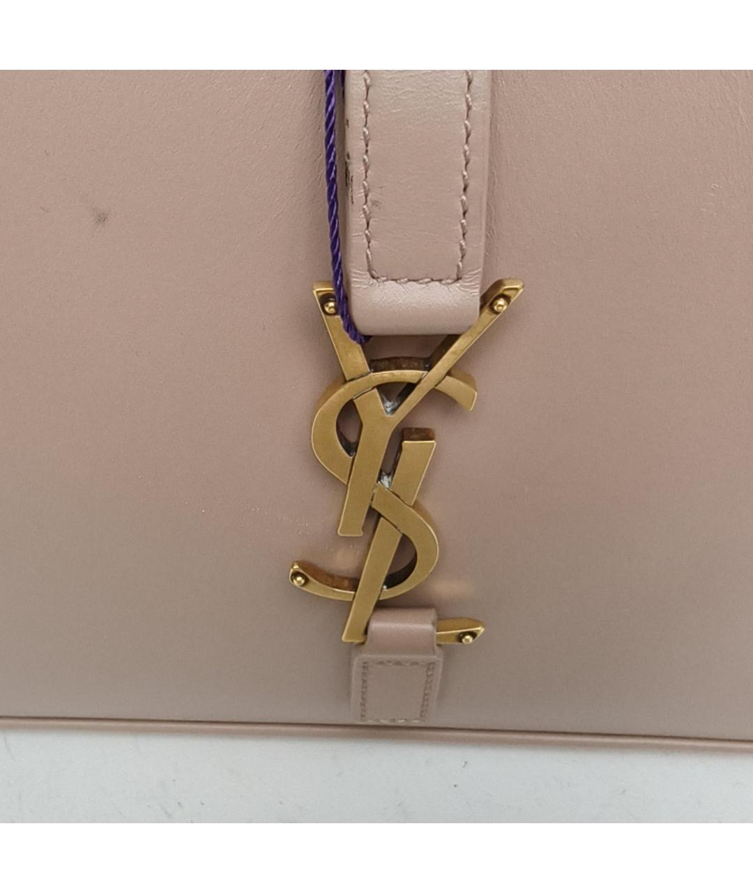 SAINT LAURENT Бежевая кожаная сумка через плечо, фото 8