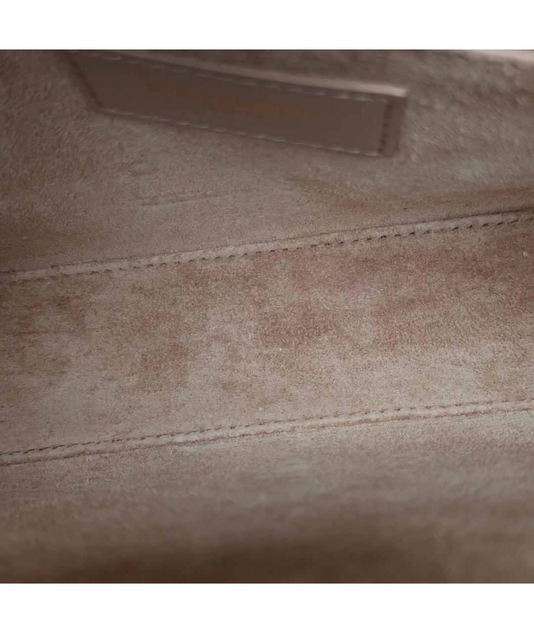 SAINT LAURENT Бежевая кожаная сумка через плечо, фото 7