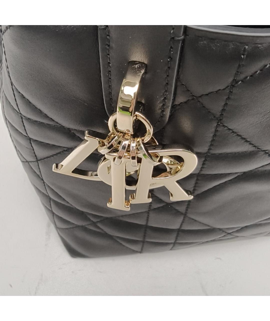 CHRISTIAN DIOR Черная кожаная сумка с короткими ручками, фото 7