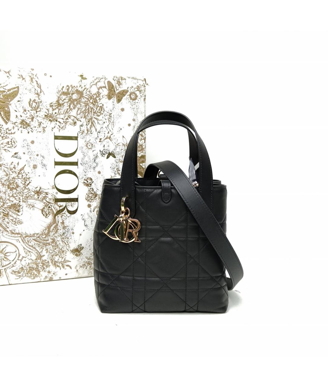 CHRISTIAN DIOR Черная кожаная сумка с короткими ручками, фото 9