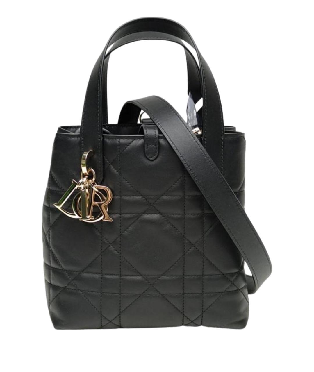 CHRISTIAN DIOR Черная кожаная сумка с короткими ручками, фото 1