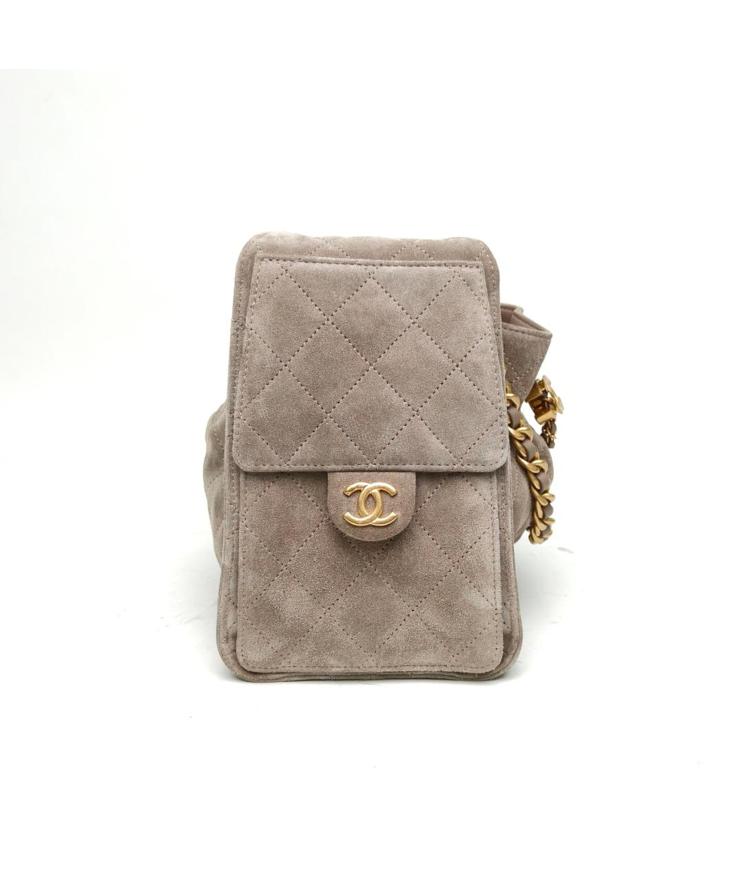 CHANEL Серая замшевая сумка через плечо, фото 5