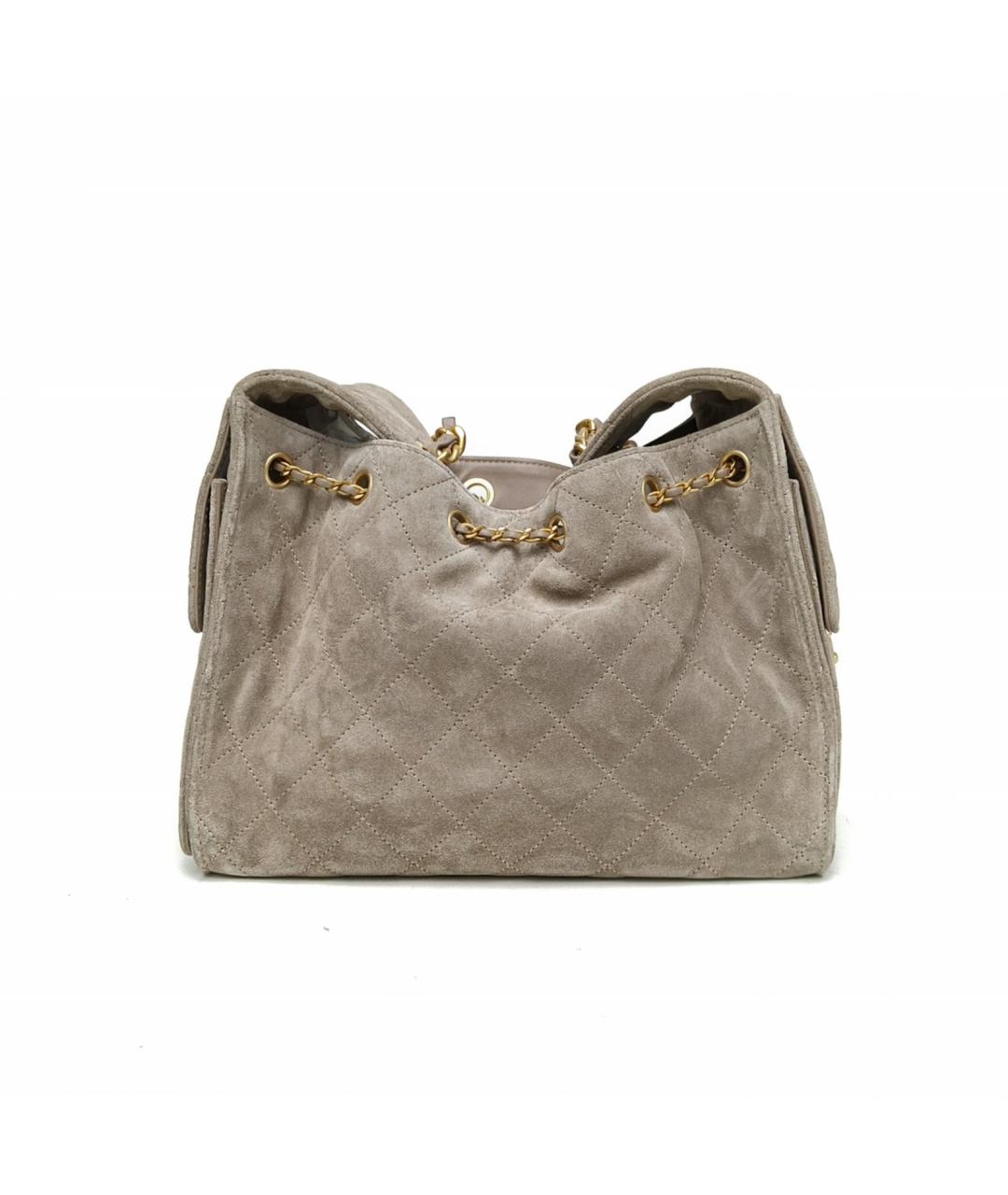 CHANEL Серая замшевая сумка через плечо, фото 4
