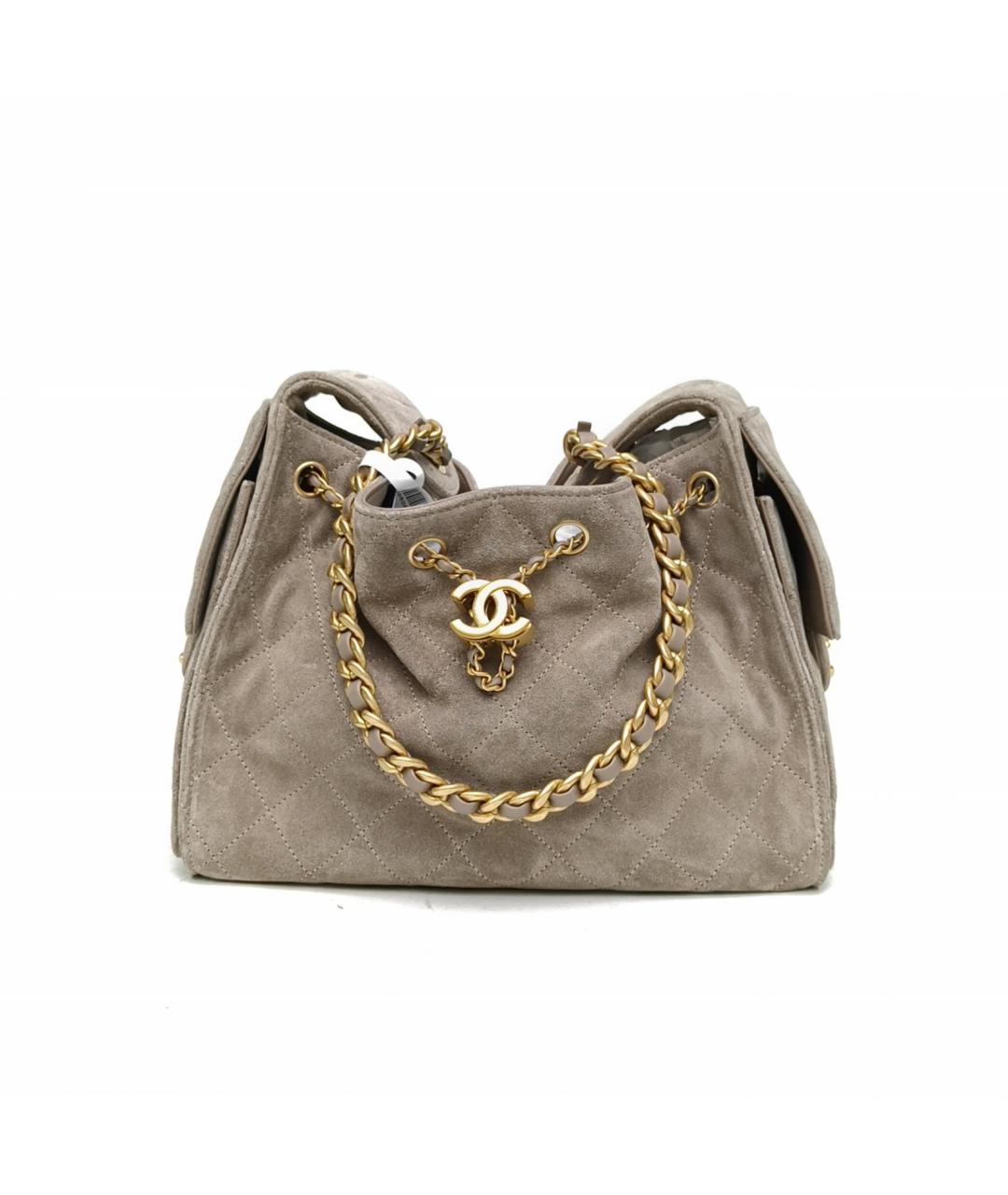 CHANEL Серая замшевая сумка через плечо, фото 2