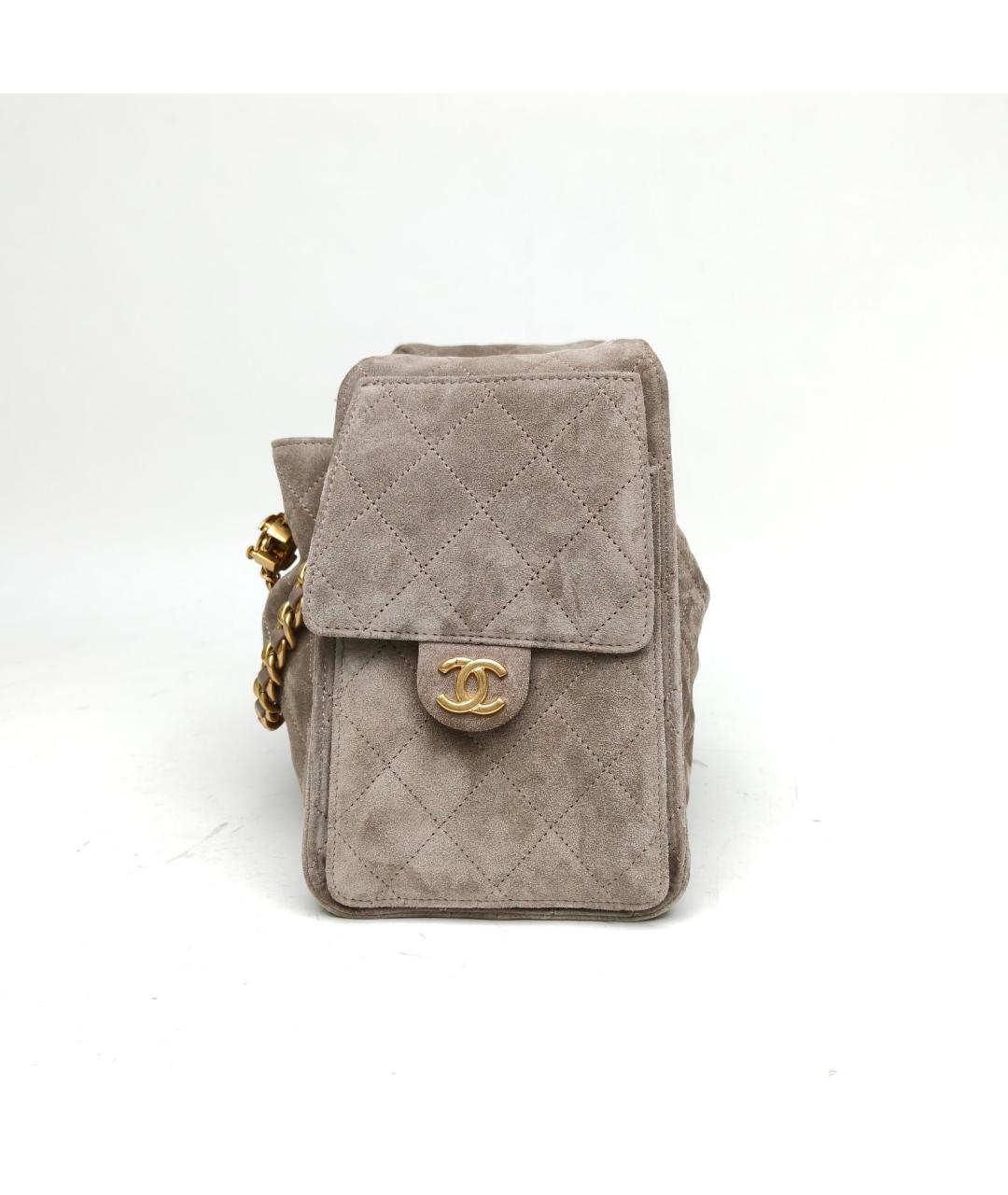 CHANEL Серая замшевая сумка через плечо, фото 3