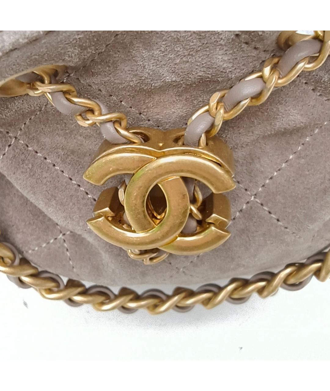 CHANEL Серая замшевая сумка через плечо, фото 8